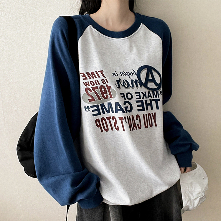 ラグランバイカラートレーナー BLUE