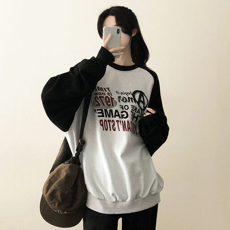 ラグランバイカラートレーナー BLACK