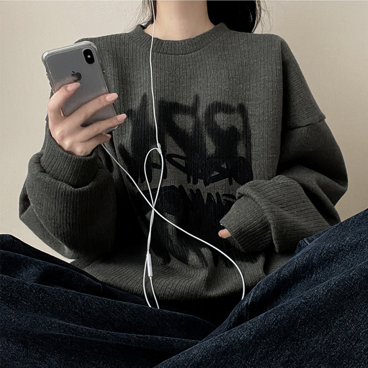 ストリングニットトレーナー KHAKI