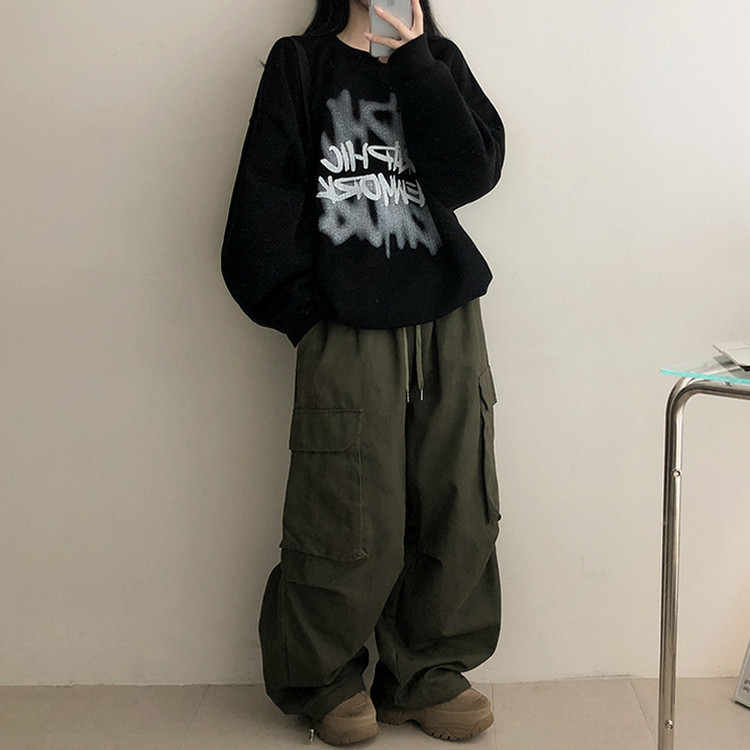 ストリングニットトレーナー BLACK
