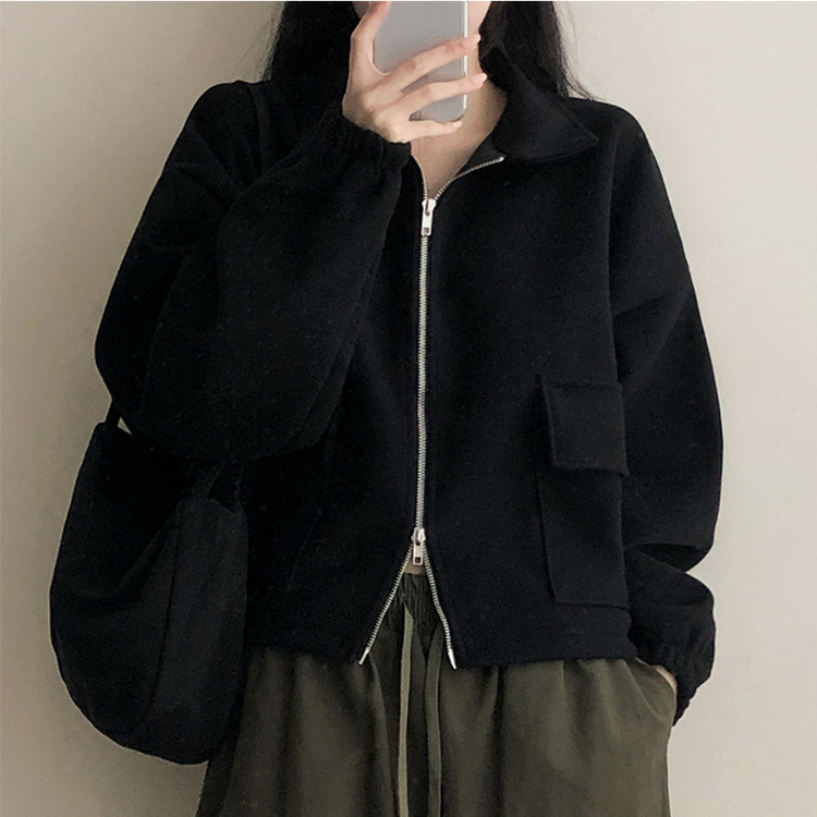 クロップストリングカラージャケット(5color) BLACK