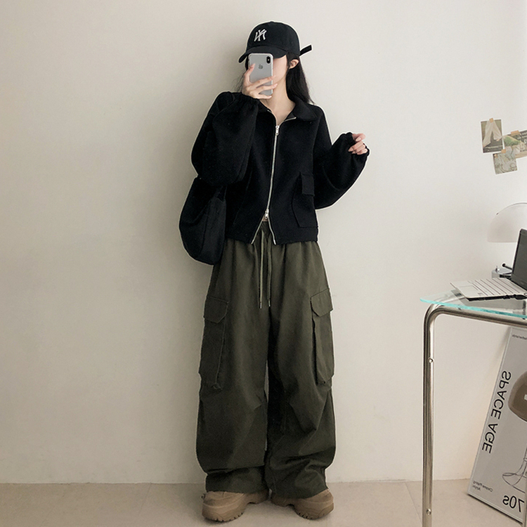 クロップストリングカラージャケット(5color) BLACK