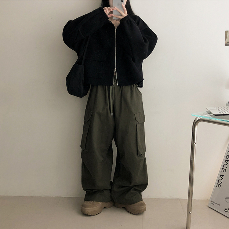 クロップストリングカラージャケット(5color) BLACK