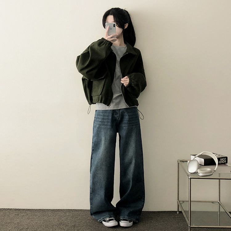 クロップストリングカラージャケット(5color) KHAKI