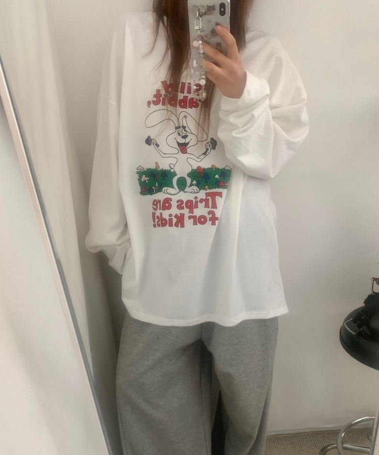 ラビットコットン長袖Tシャツ IVORY
