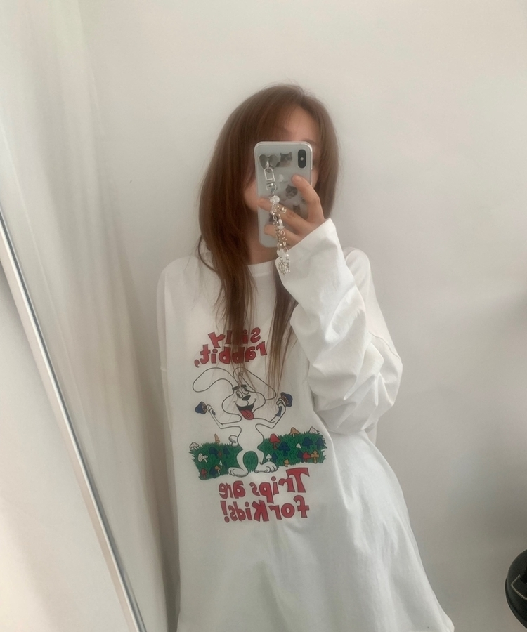 ラビットコットン長袖Tシャツ IVORY
