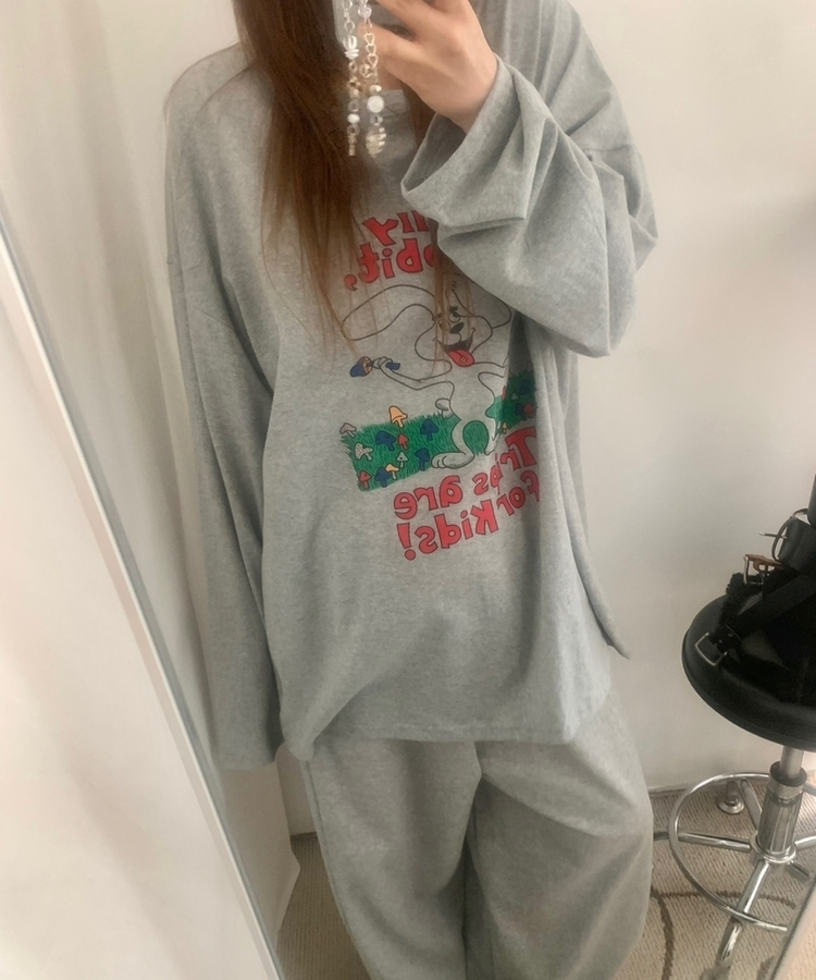 ラビットコットン長袖Tシャツ MELANGE
