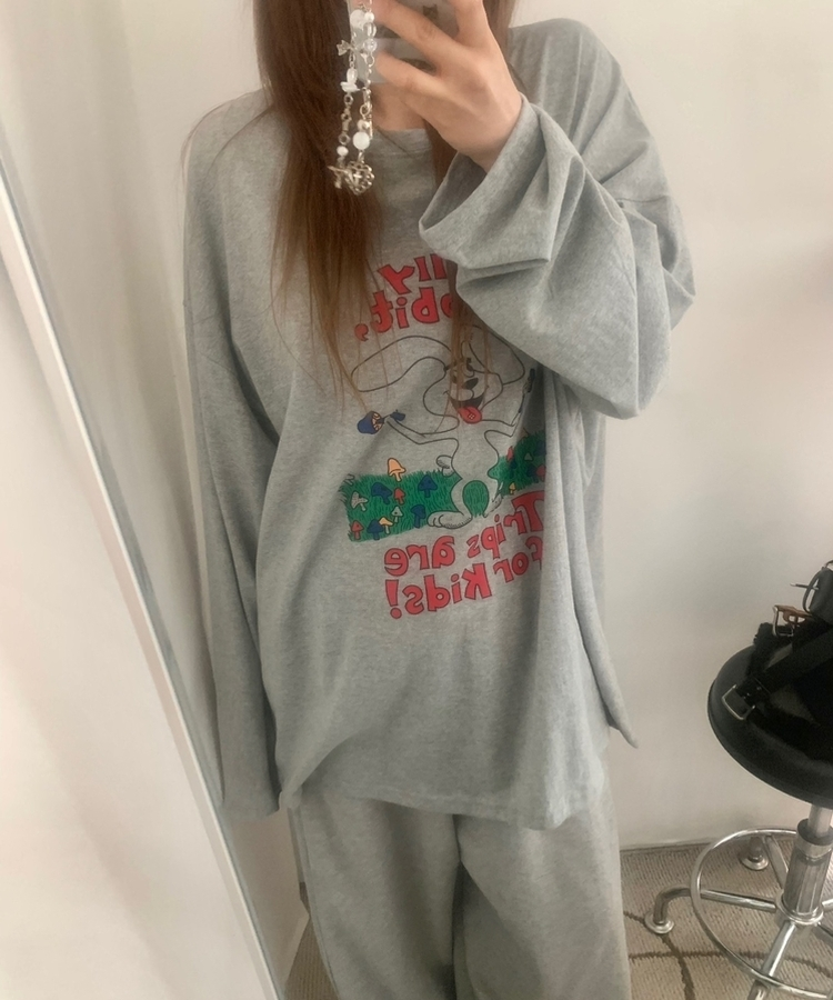 ラビットコットン長袖Tシャツ MELANGE