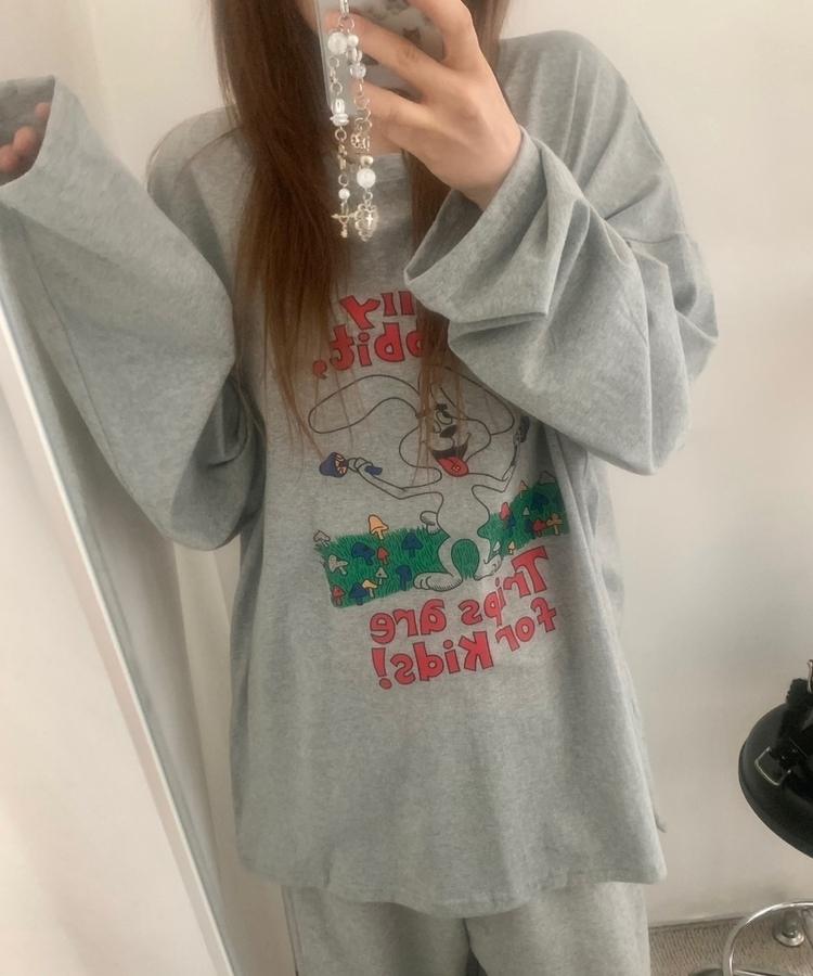 ラビットコットン長袖Tシャツ MELANGE