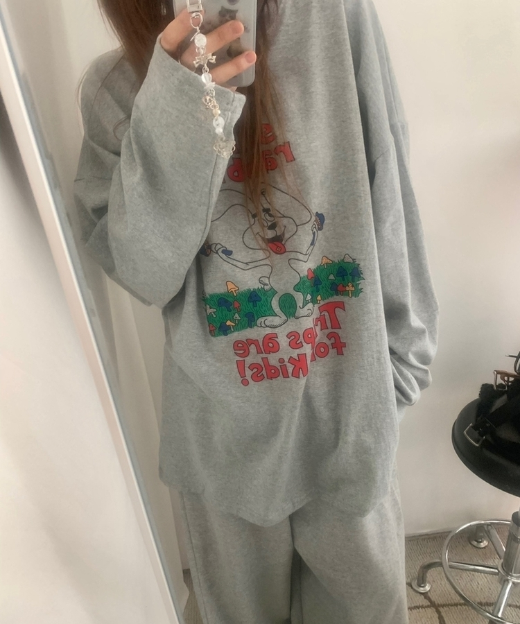 ラビットコットン長袖Tシャツ MELANGE