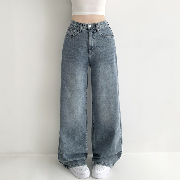 【丈別】ウォッシングハイウエストデニムパンツ(5color) LIGHT BLUE