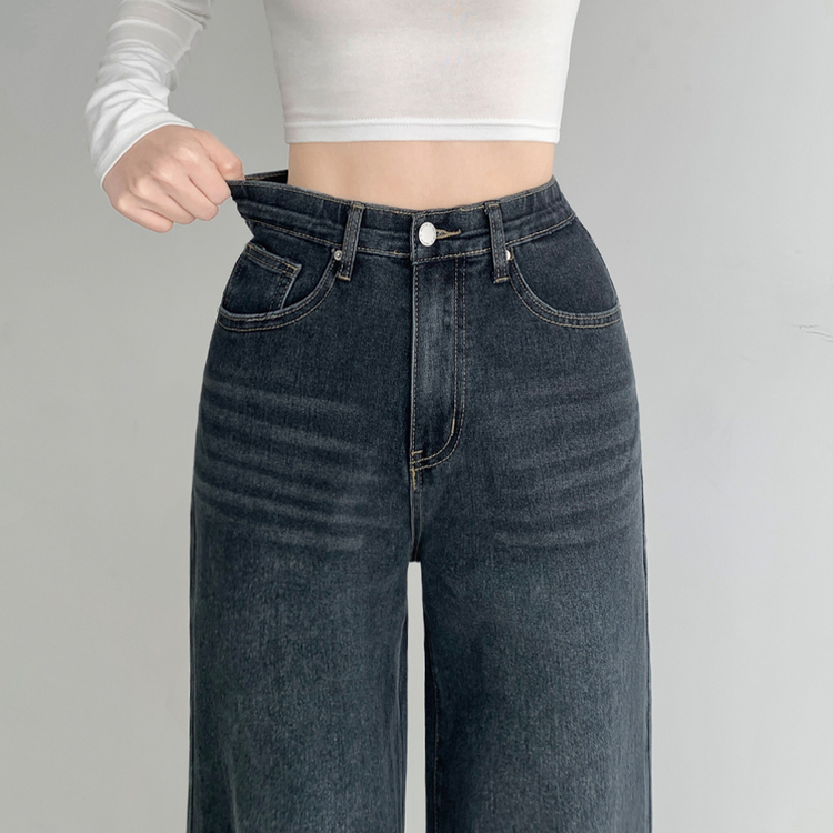 【丈別】ウォッシングハイウエストデニムパンツ(5color) DARK DENIM