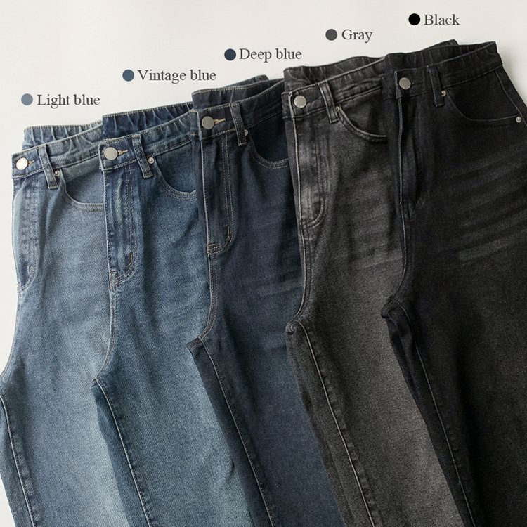 【丈別】ウォッシングハイウエストデニムパンツ(5color)