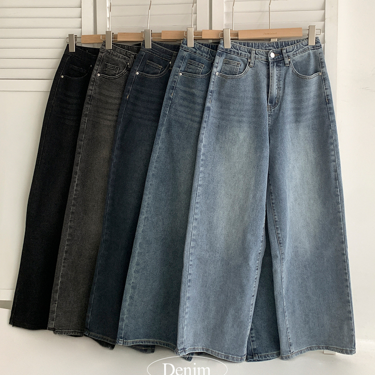 【丈別】ウォッシングハイウエストデニムパンツ(5color)