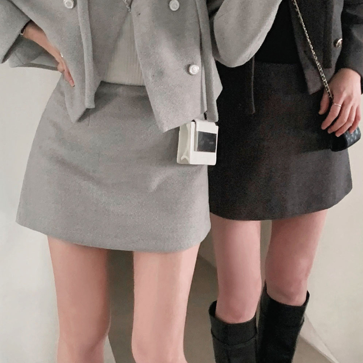 ツイードAラインミニスカート GREY
