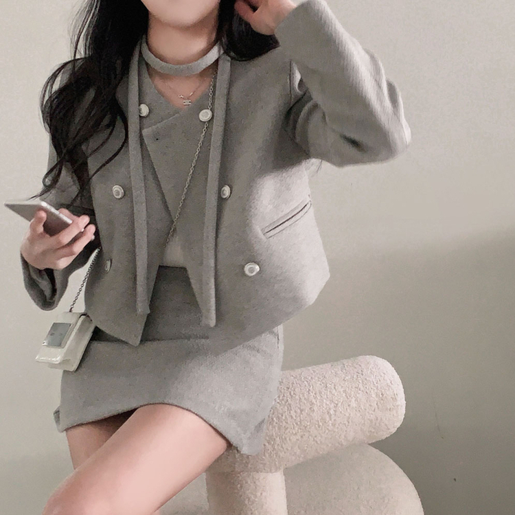ツイードAラインミニスカート GREY