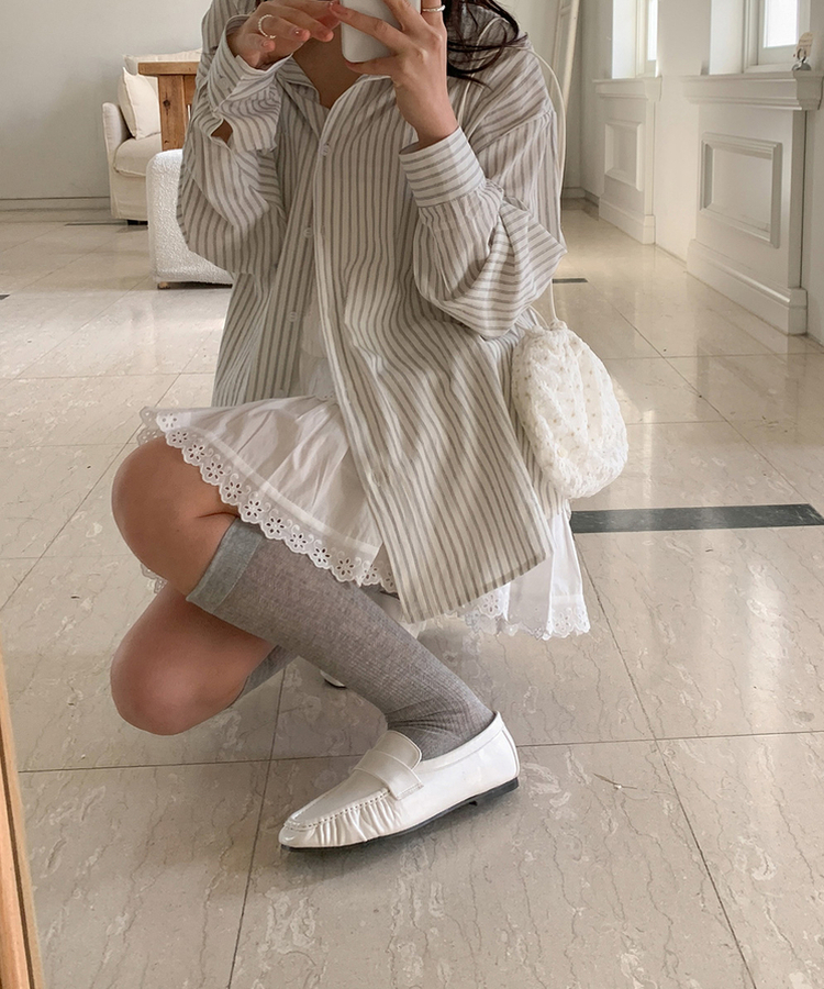 レースティアードコットンミニスカート IVORY