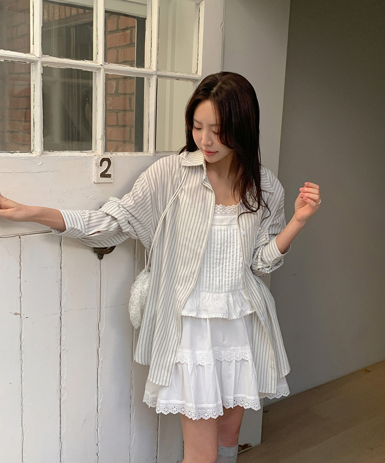 レースティアードコットンミニスカート IVORY