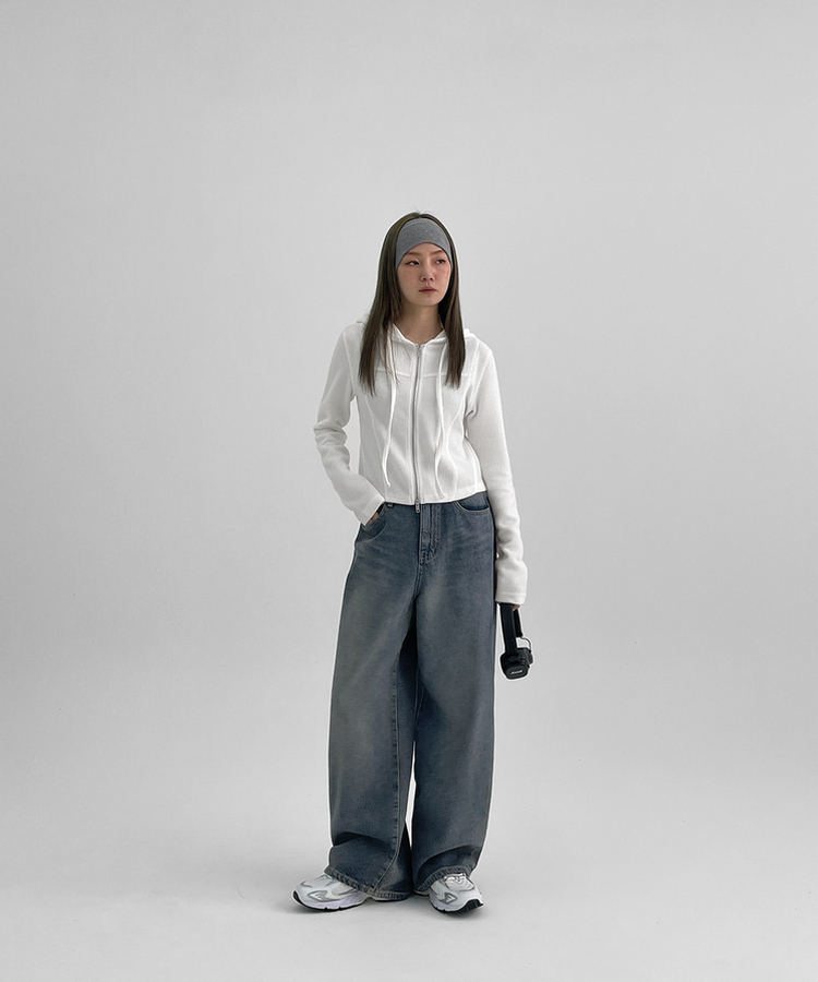カットフードジップアップ WHITE
