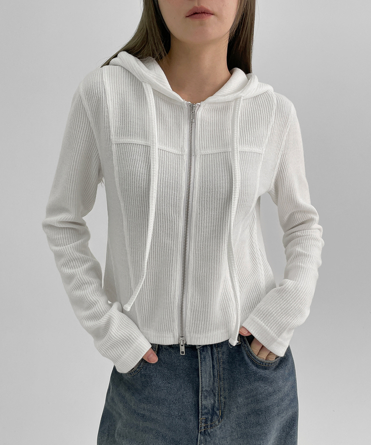 カットフードジップアップ WHITE