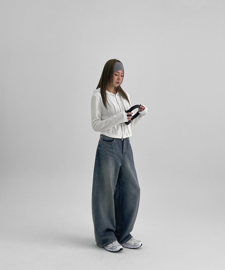 カットフードジップアップ WHITE