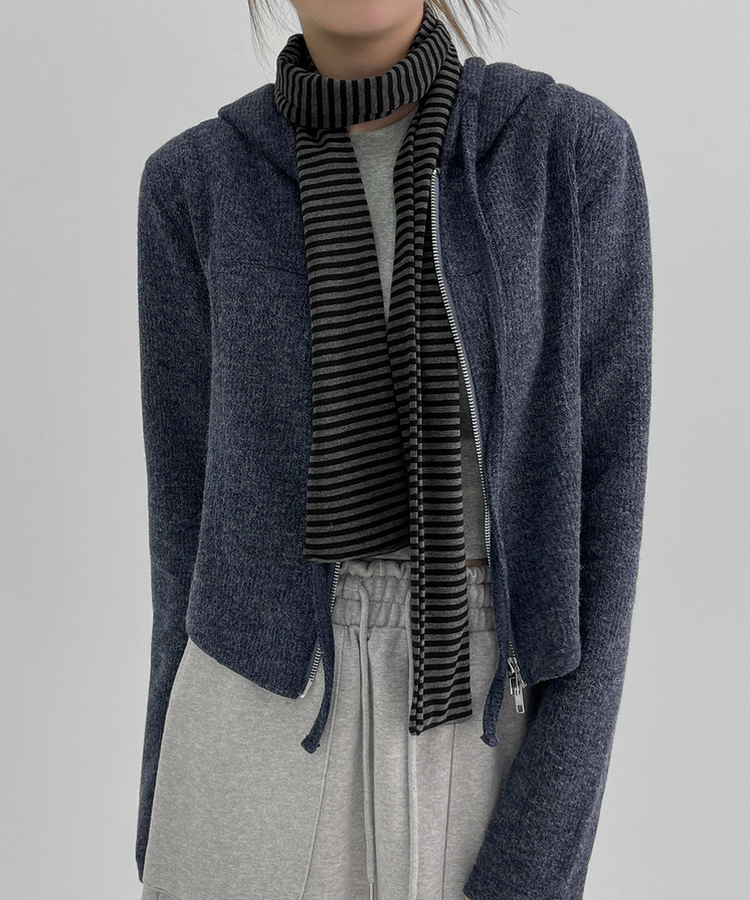 カットフードジップアップ NAVY
