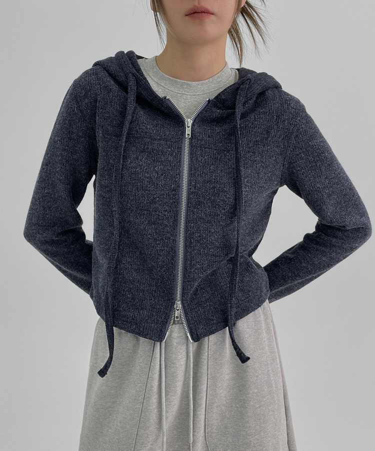 カットフードジップアップ NAVY