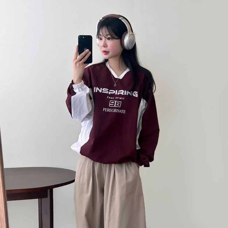 レタリングウィンドブレーカートレーナー RED
