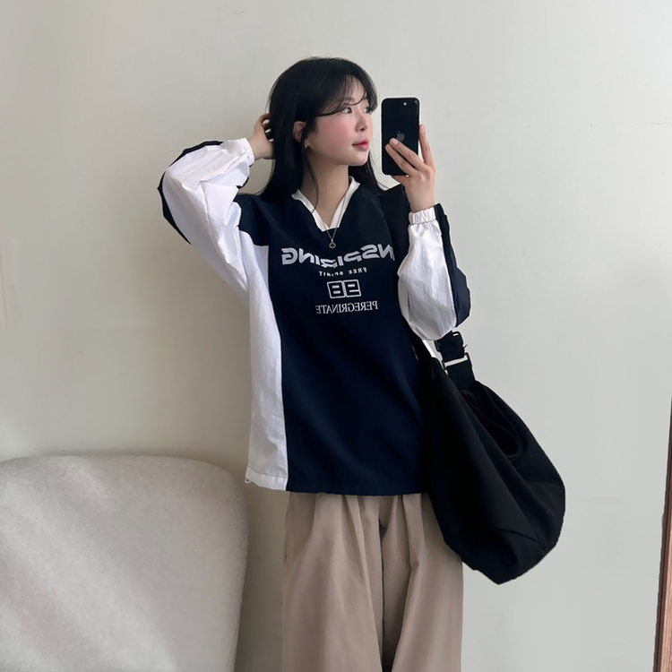 レタリングウィンドブレーカートレーナー DARK NAVY