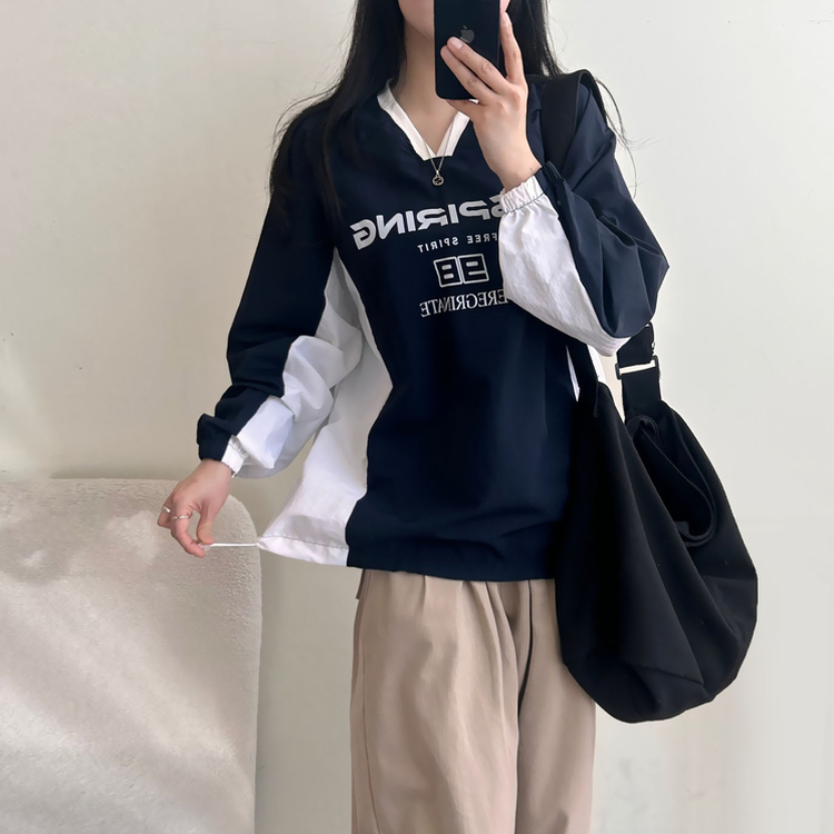 レタリングウィンドブレーカートレーナー DARK NAVY