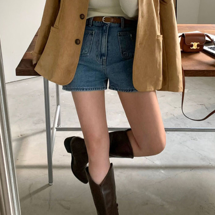 フロントポケットデニムショートパンツ BLUE DENIM