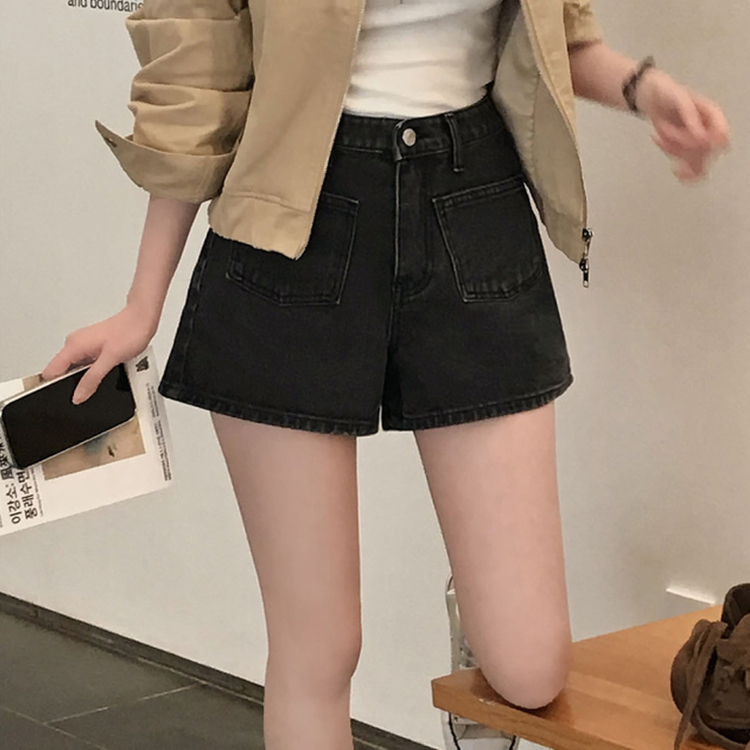 フロントポケットデニムショートパンツ BLACK DENIM