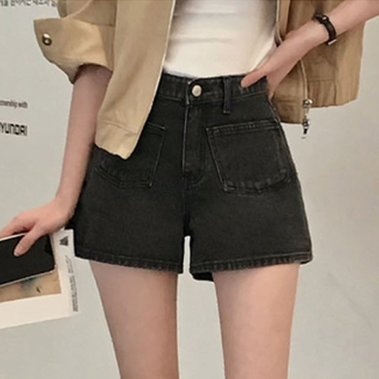 フロントポケットデニムショートパンツ BLACK DENIM