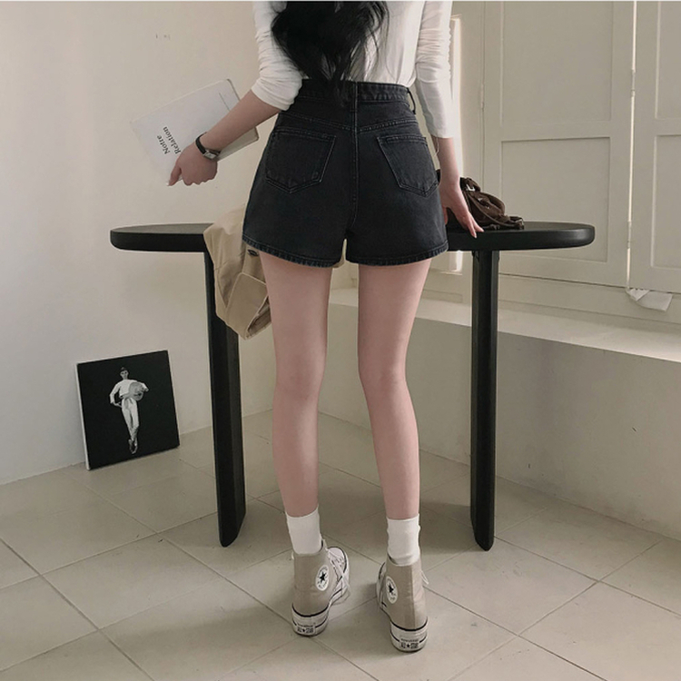 フロントポケットデニムショートパンツ BLACK DENIM