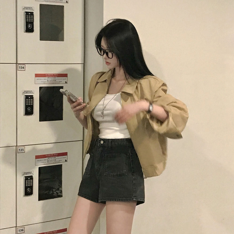 フロントポケットデニムショートパンツ BLACK DENIM