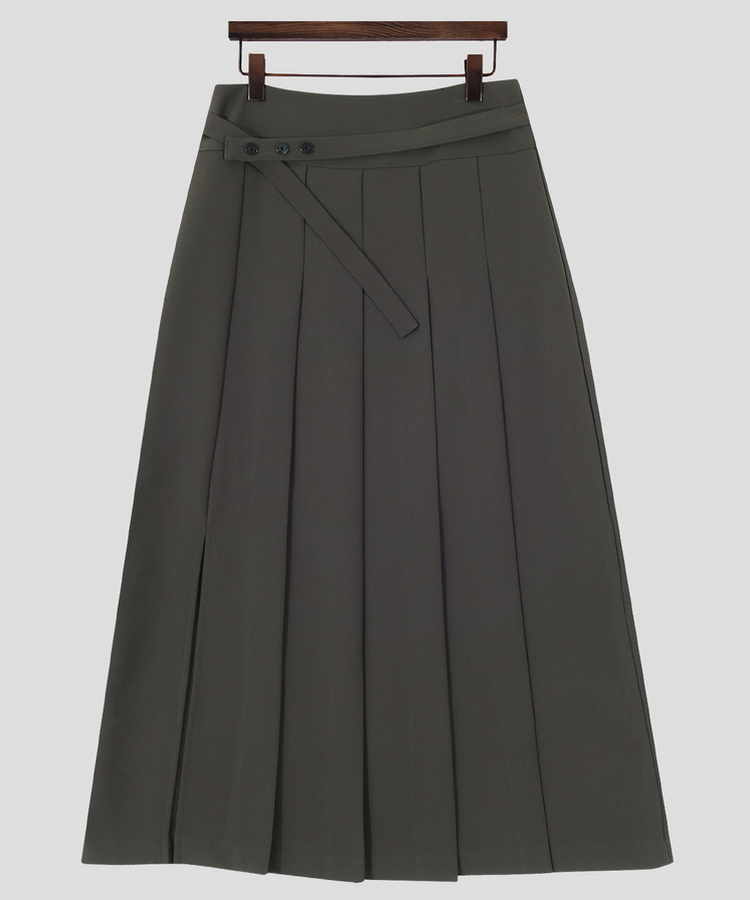 ボタンプリーツロングスカート