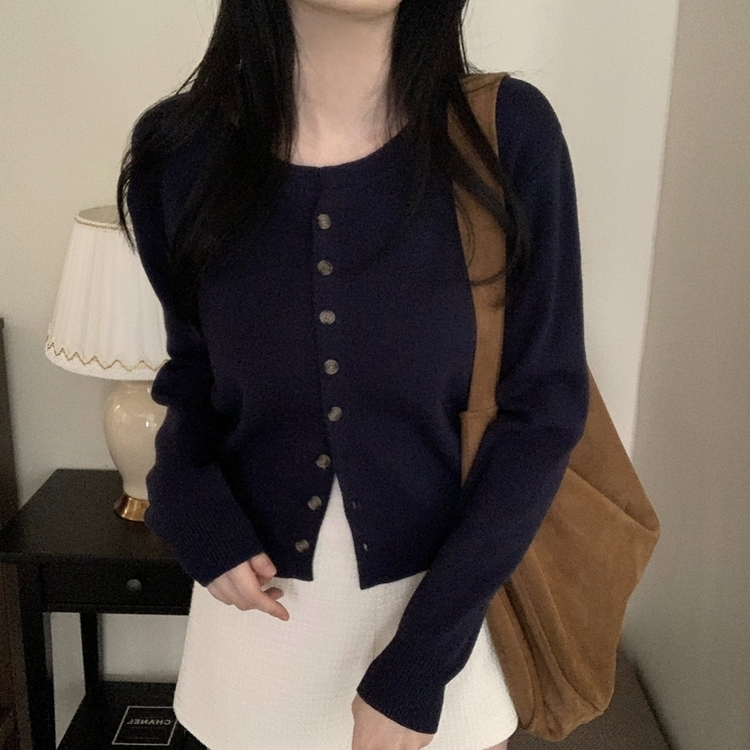 ラウンドボタンカーディガン(6color) NAVY