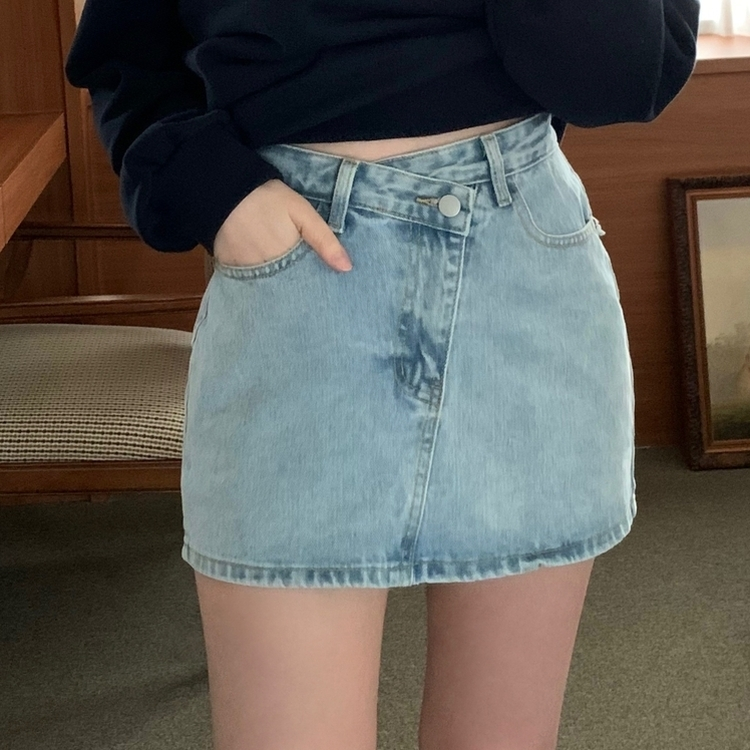 アンバランスデニムスカート LIGHT DENIM