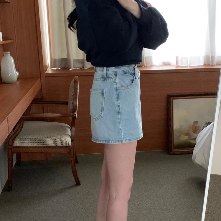 アンバランスデニムスカート LIGHT DENIM