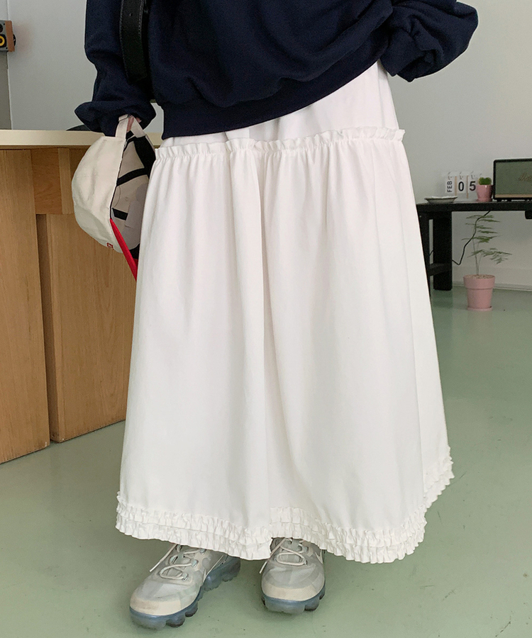 フリルティアードロングスカート IVORY
