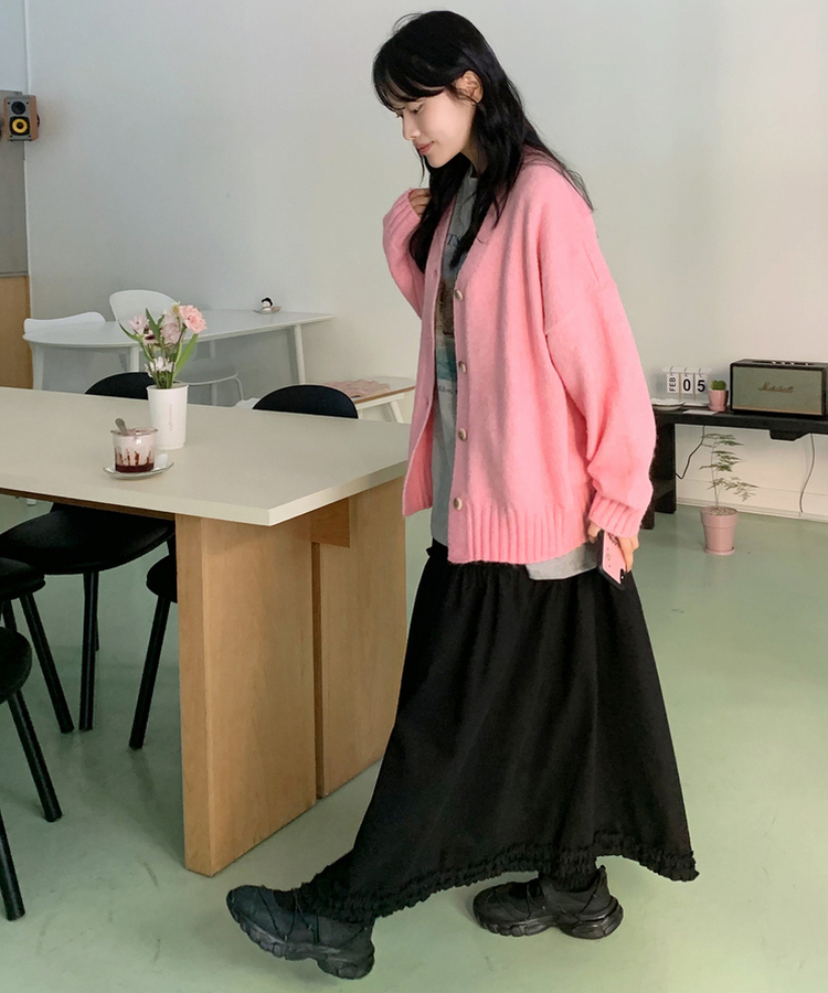 フリルティアードロングスカート BLACK
