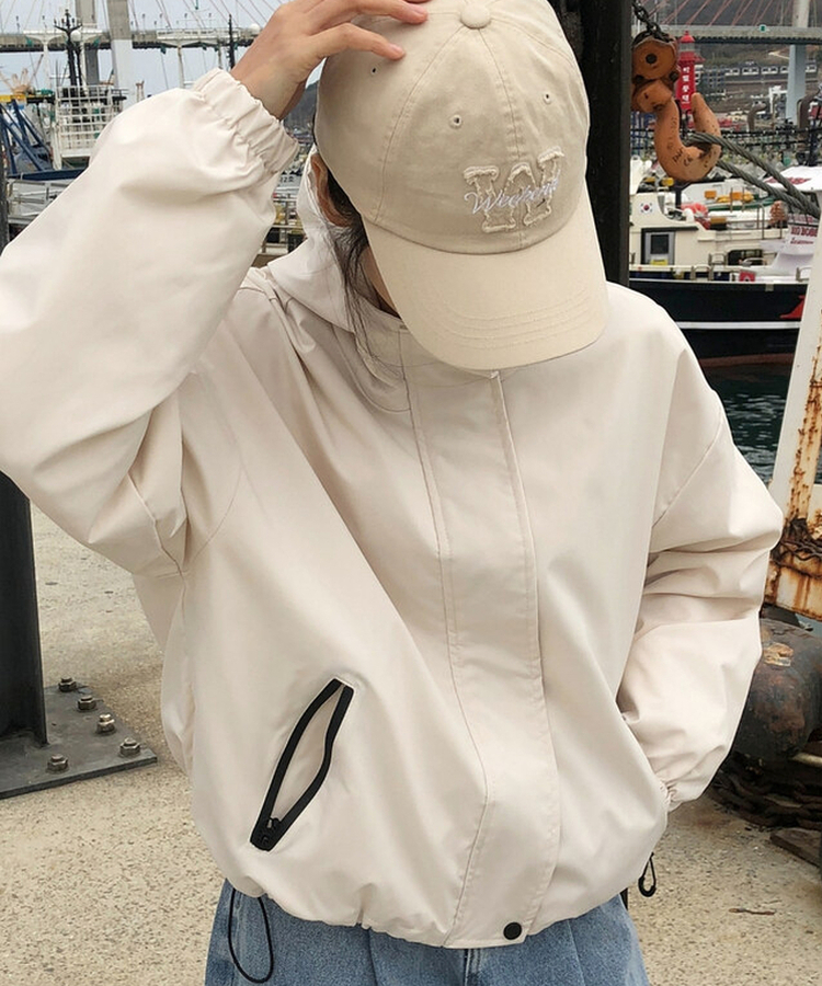 バイカラーファスナーウィンドブレーカー IVORY