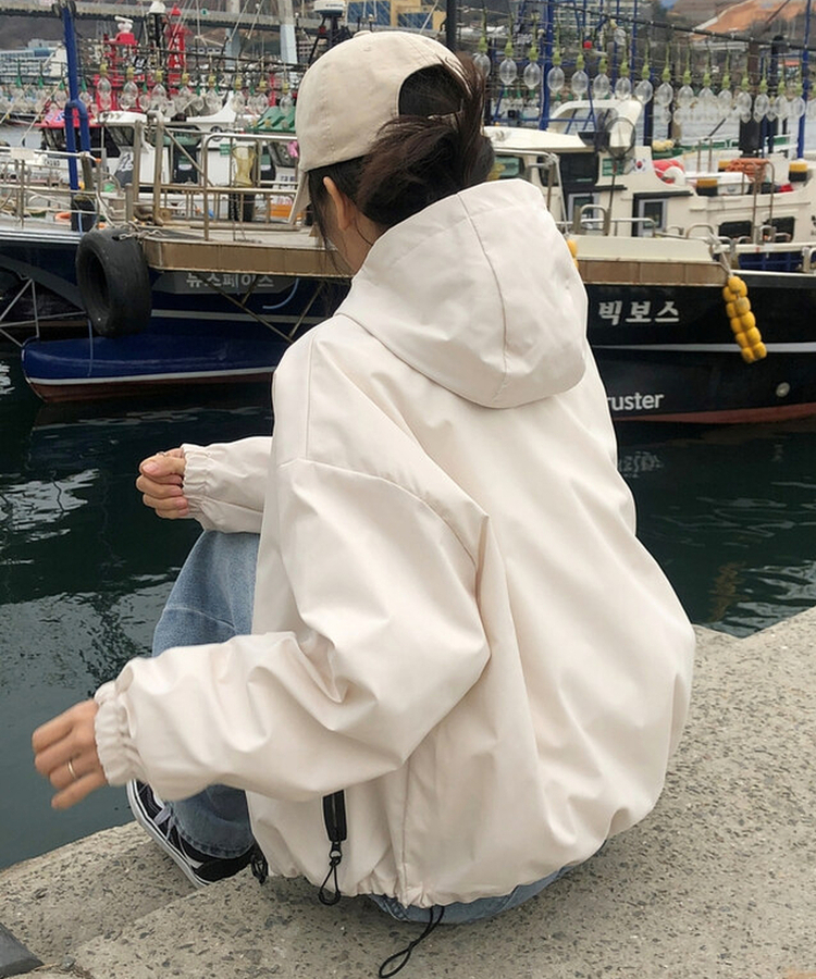 バイカラーファスナーウィンドブレーカー IVORY
