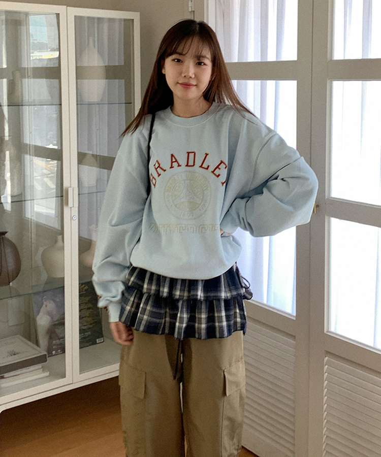 ローズチェックレイヤードスカート NAVY