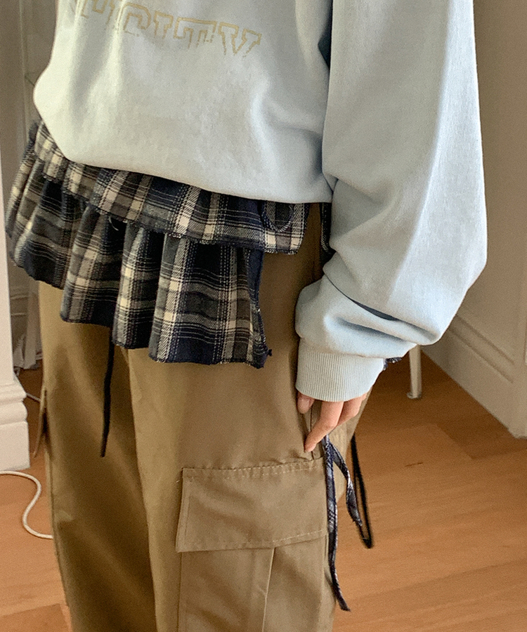 ローズチェックレイヤードスカート NAVY