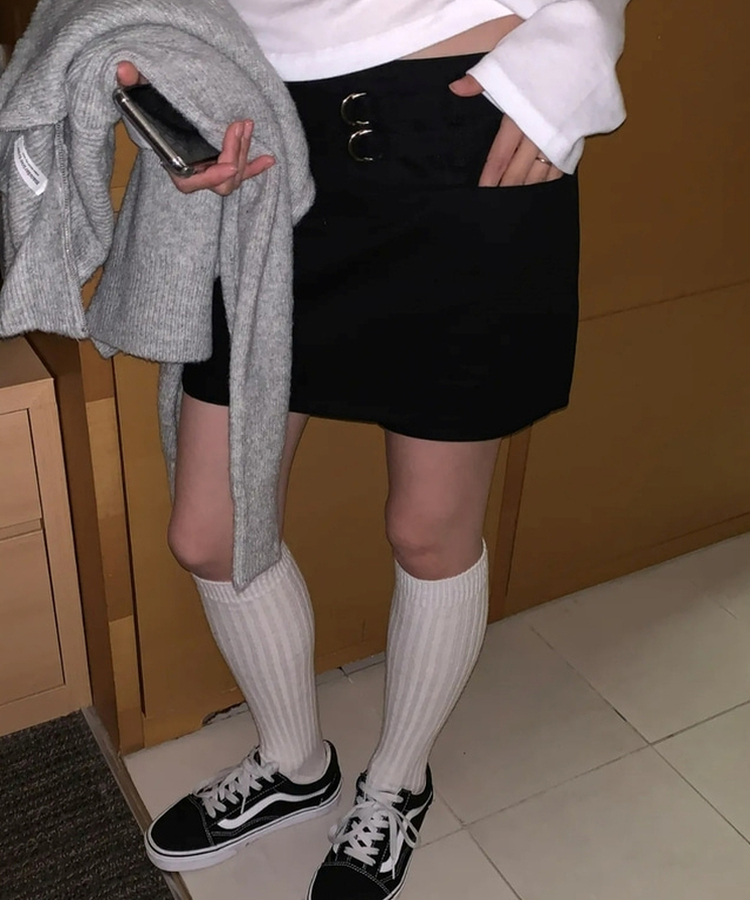 ルトコットンHラインミニスカート BLACK