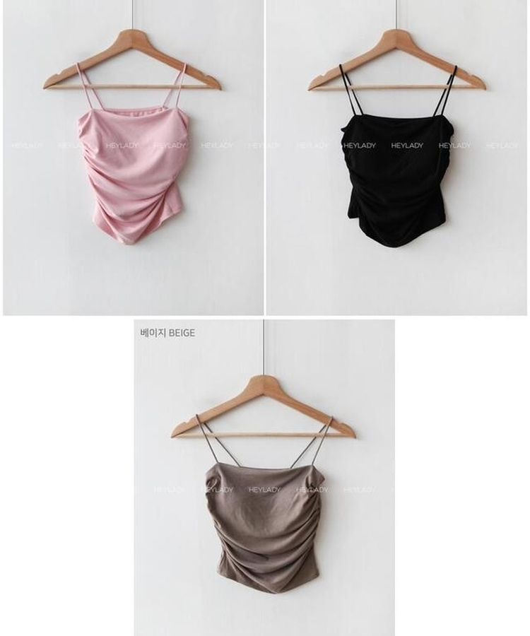 【カップ付き】シャーリングスリーブレス(6color)