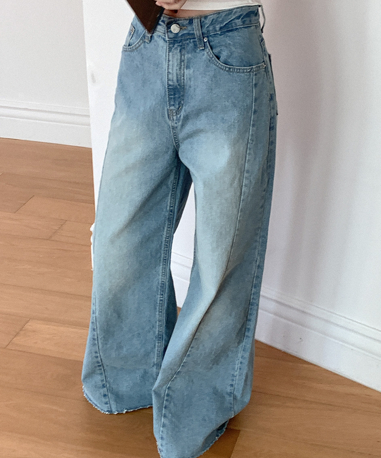 ワイドスリットデニムパンツ LIGHT DENIM
