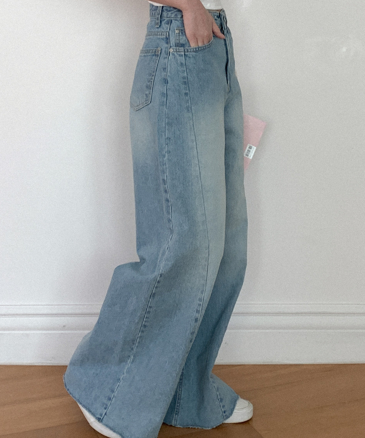 ワイドスリットデニムパンツ LIGHT DENIM