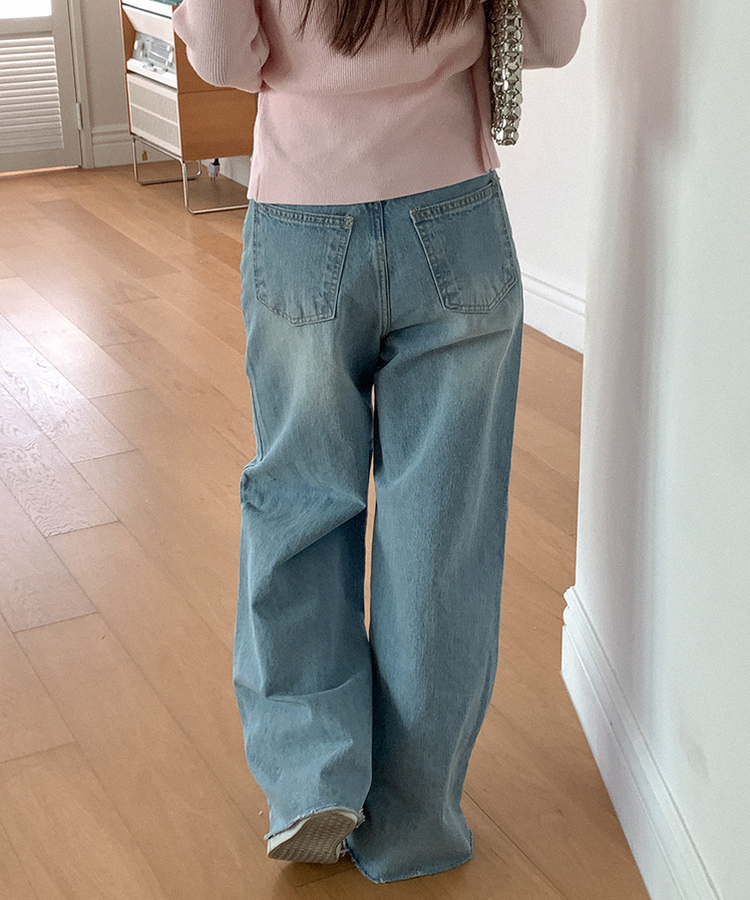 ワイドスリットデニムパンツ LIGHT DENIM